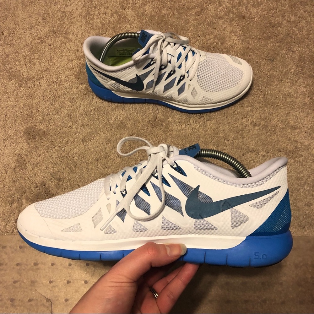 NIKE FREE 5.0 Size 10 White Photo Blue Shoes
